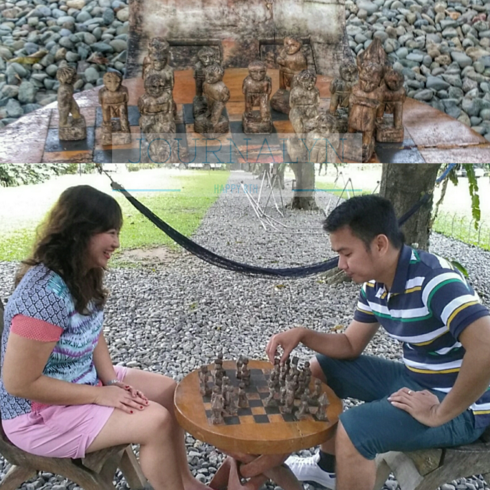 Check Mates. We found unique chess pieces beside the inifinity pool.
