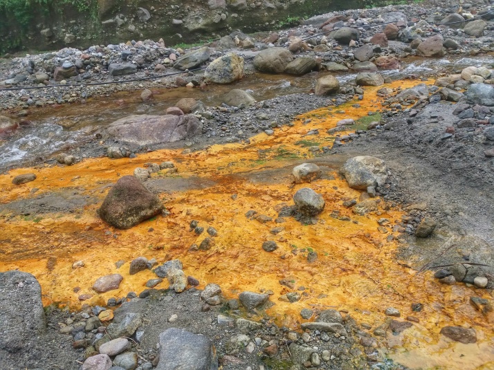 Orange stream of sulfur